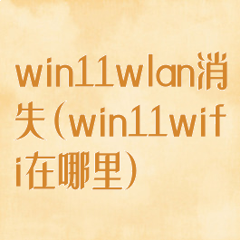 win11wlan消失(win11wifi在哪里)