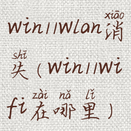 win11wlan消失(win11wifi在哪里)