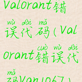valorant错误代码(valorant错误代码van1067)